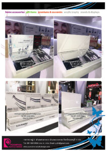 ดิสเพลย์อะคริลิค อะคริลิคแปรรูปชั้นวางเครื่องสำอางในร้านค้า